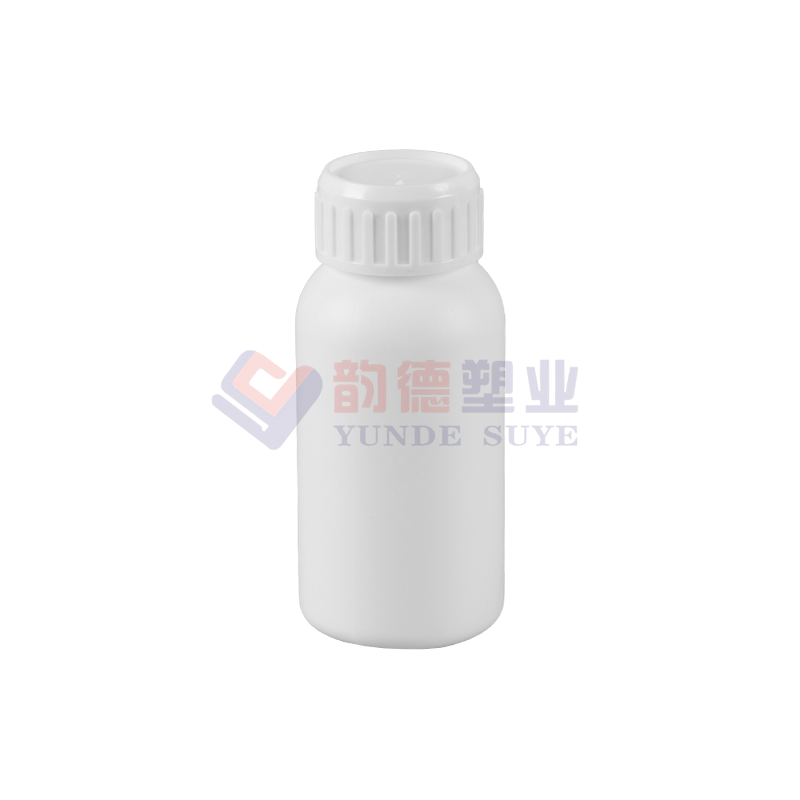 Ren vit plast Fluorerad rund flaska 100ml-02